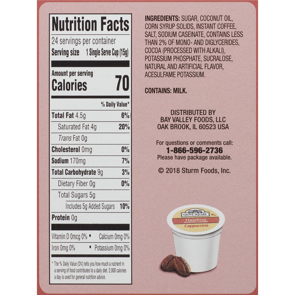 Hazelnut Cappuccino Coffee Pods, 24 Count W804523