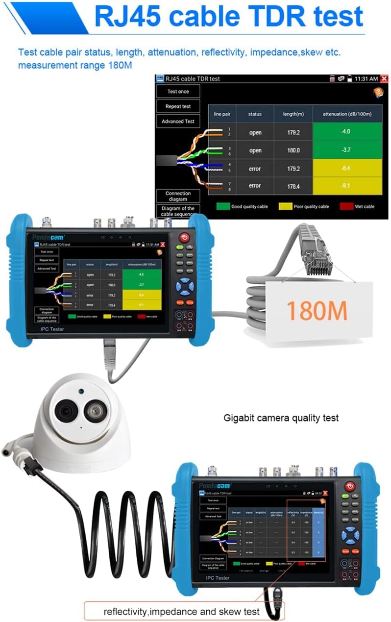 7'' IPS Touch Screen WiFi 4K H.265 HDMI 8MP CVI TVI AHD SDI CVBS Camera Tester O99048