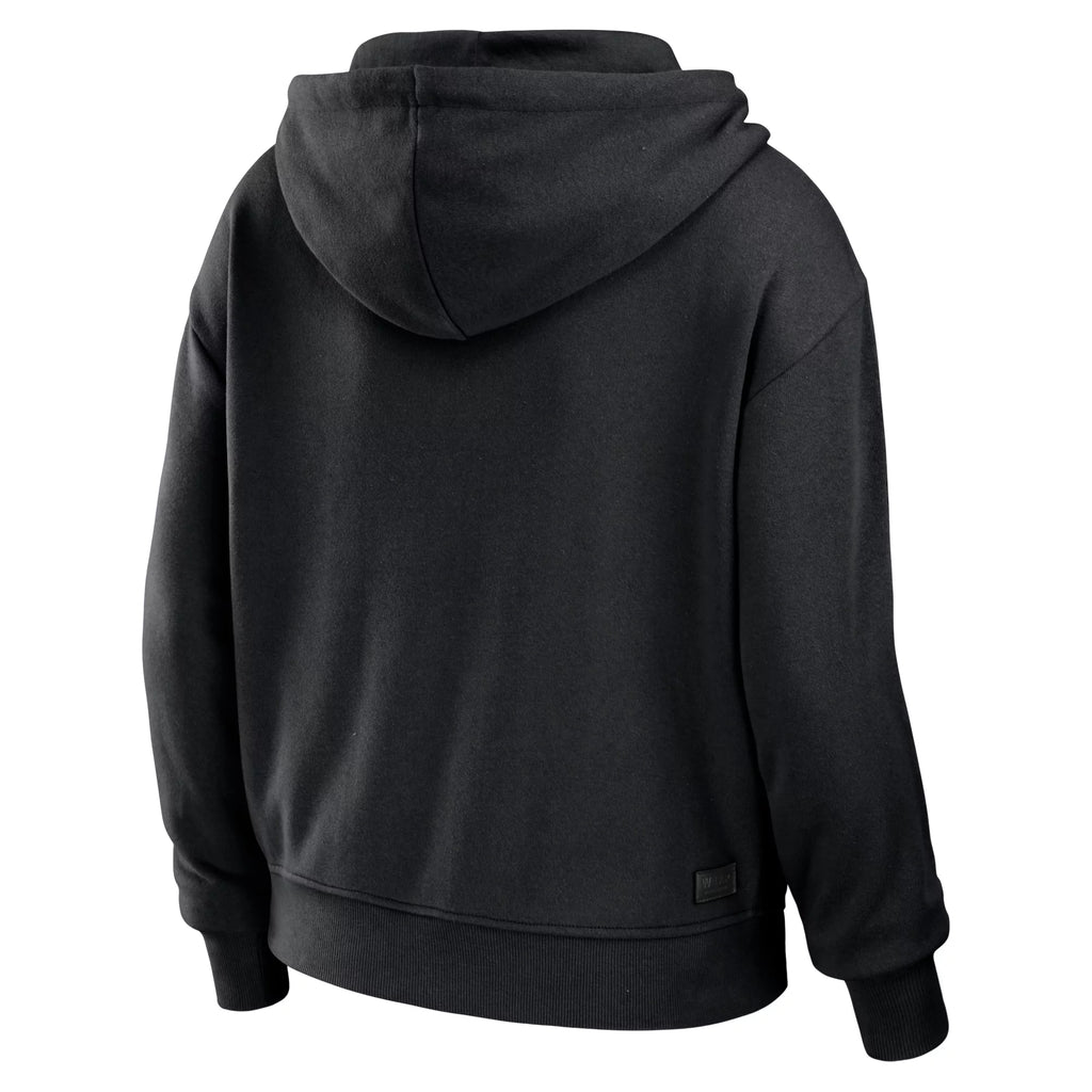 Black/White New Orleans Saints Crop Full-Zip Hoodie N608977