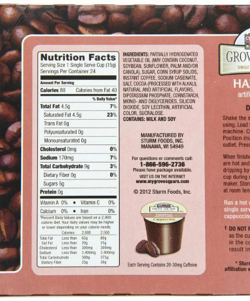 Hazelnut Cappuccino Coffee Pods, 24 Count W804523