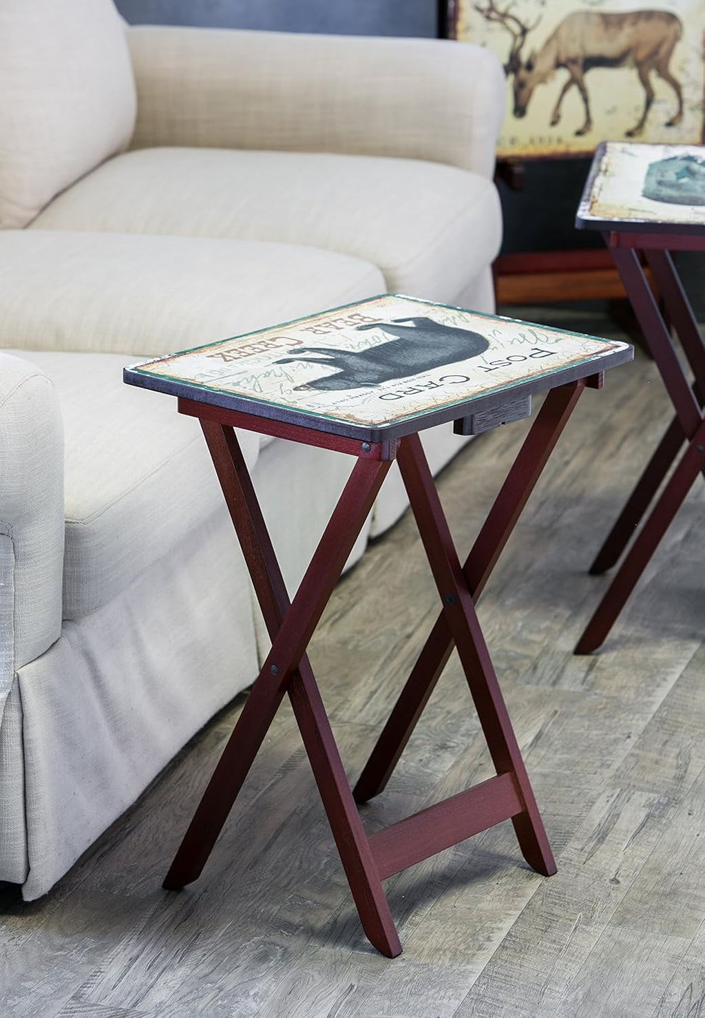 Farmhouse TV Trays with Stand, Set of 4 M9289