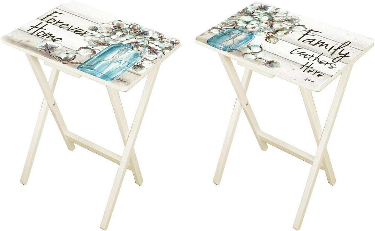 Farmhouse TV Trays with Stand, Set of 4 M9289