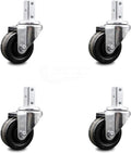 Swivel Square Stem Caster Set 4 with Black Phenolic Wheel E609