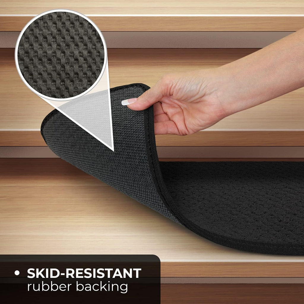 Set of 12 Skid-Resistant Carpet Stair Treads Black 8 Inches X 23.5 Inches G231