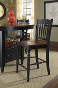Oak-Black Slatback Counter Chair J117