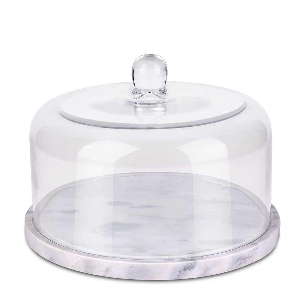 Marble Cake Stand Base with Glass Cover Dome S408739