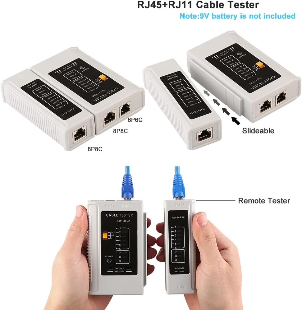 RJ45 Crimp Tool Kit with 50PCS Connectors Cable Tester A857172