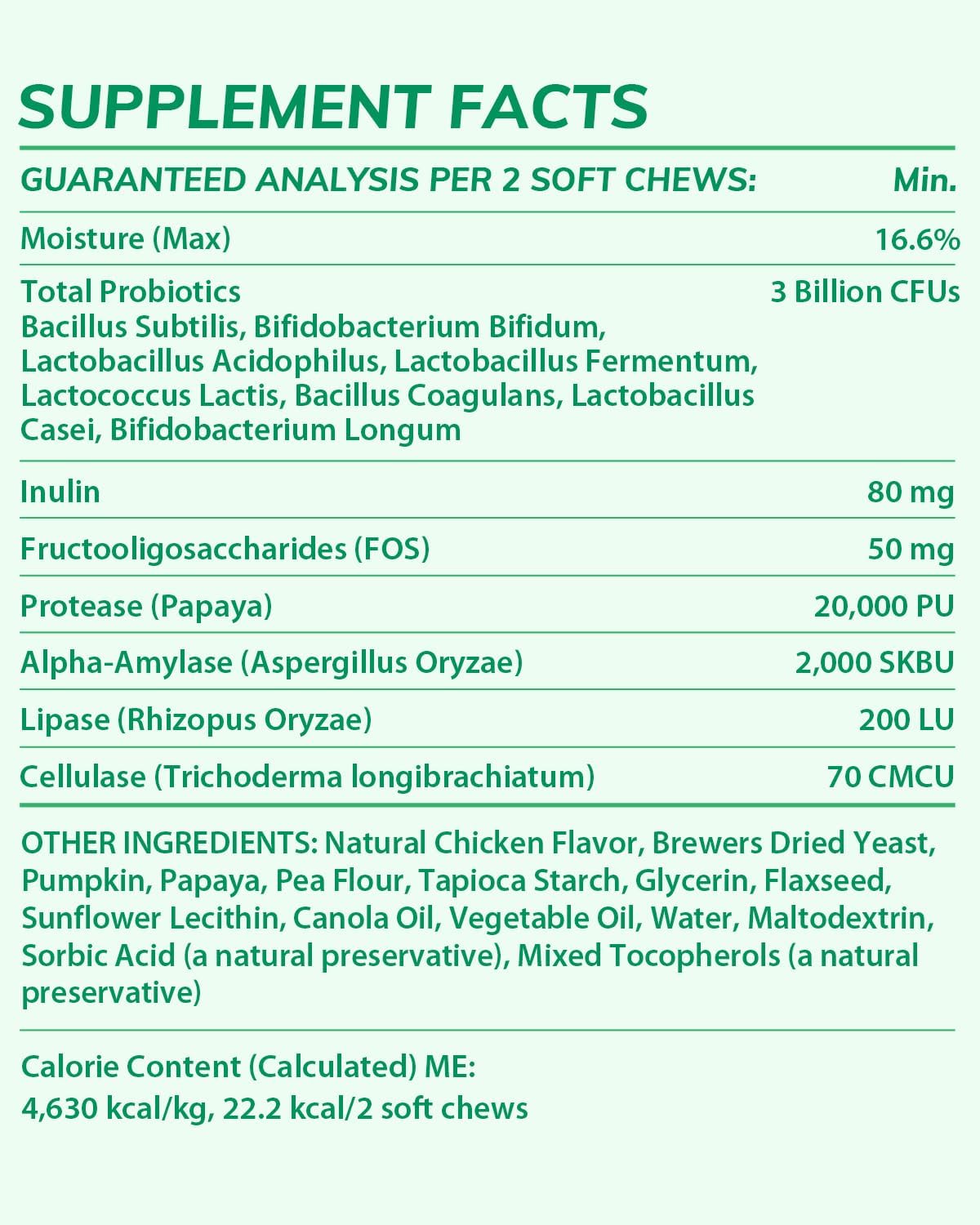 Chicken Flavor Probiotics Chews for Dogs with Prebiotic & Digestive Enzymes (120 Chews) N65556