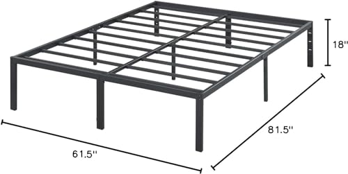 18 Inch Heavy Duty Steel Slat Anti-Slip Platform Bed Frame, Black, Full Size R83029