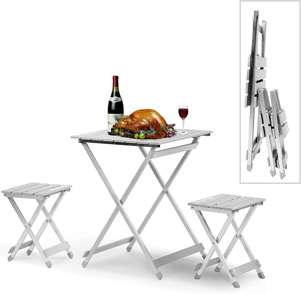 Folding Camping Table with 2 Chairs Aluminum Portable T826699