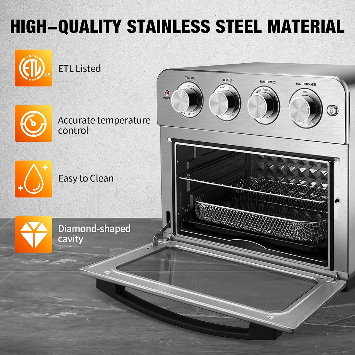 6 Slice 24.5QT Air Fryer Toaster Oven Combo, Stainless Steel K896445