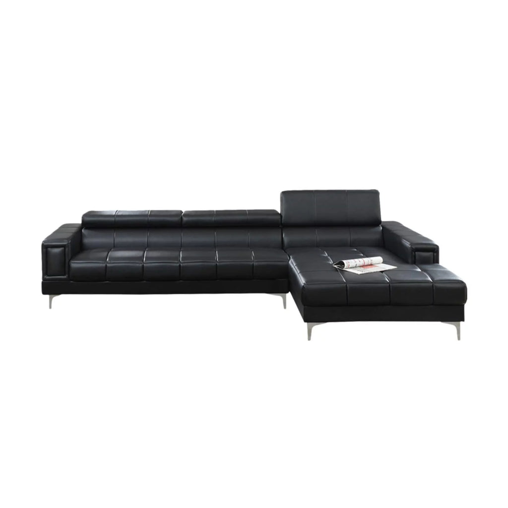 Black Bonded Leather 2 Piece Sectional Set F545910