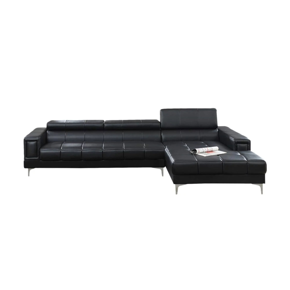 Black Bonded Leather 2 Piece Sectional Set F545910