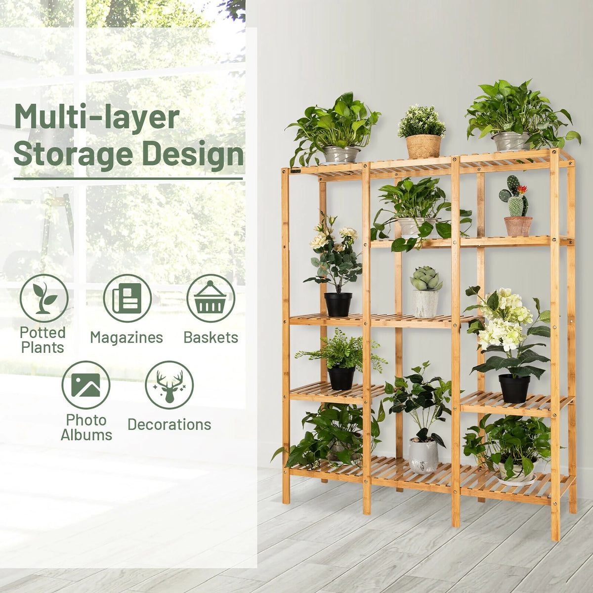 Bamboo Storage Organizer Rack Y19285