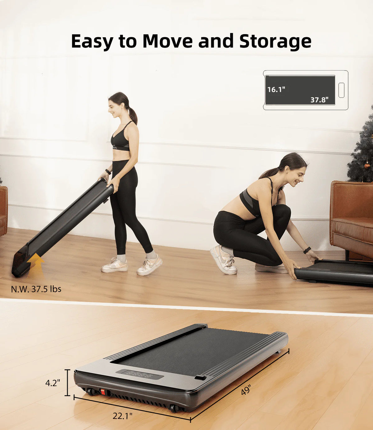 Under Desk Treadmill with Remote Control LED Display H476