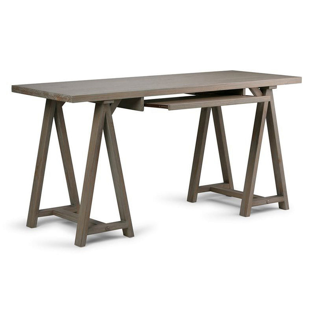 Rustic Solid Wood Computer Desk in Distressed Gray E14796