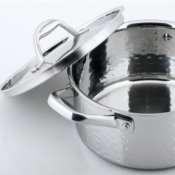 Hammered Stainless Steel Tri-Ply Stock Pot with Lid R7910