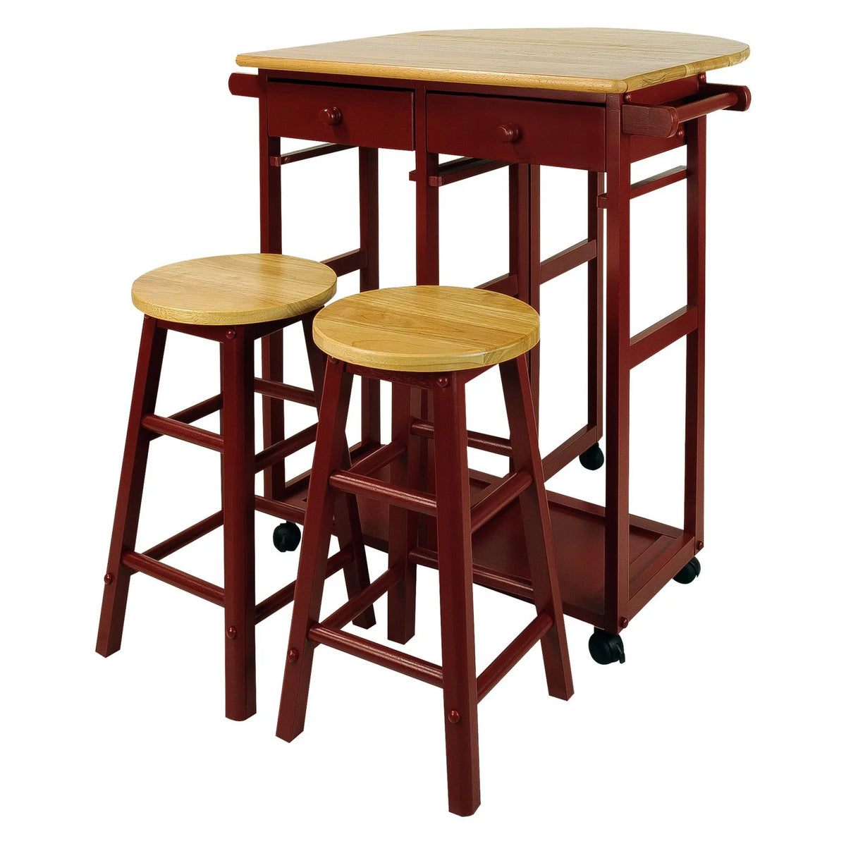 White Kitchen Cart with Drop-Leaf Table Q525