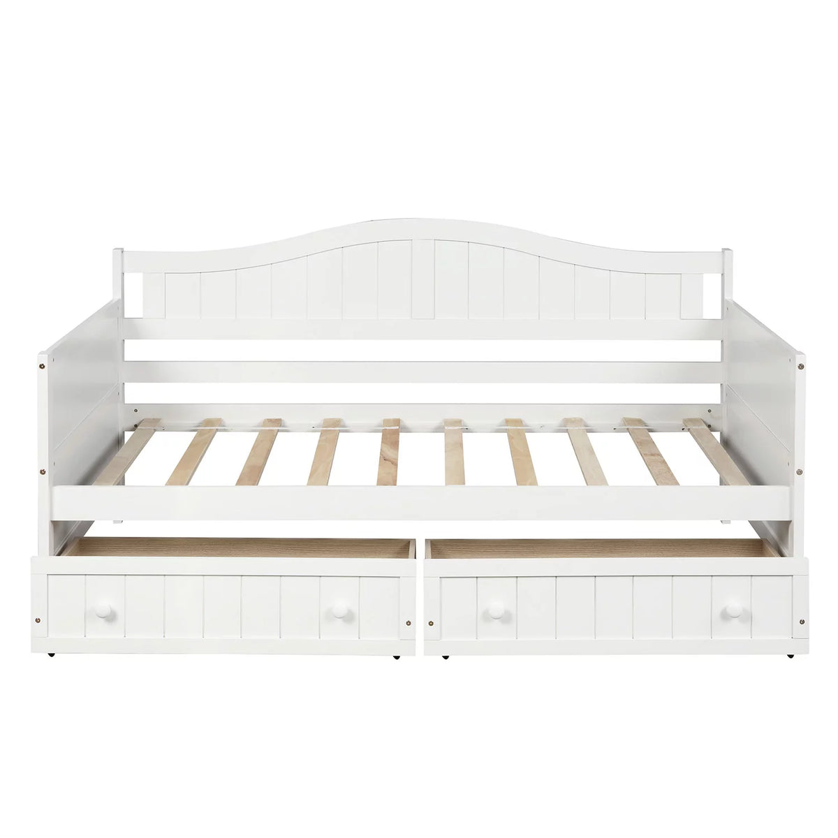White Folding Chair Bed Double Wooden Sofa Bed with 2 Drawers A666374
