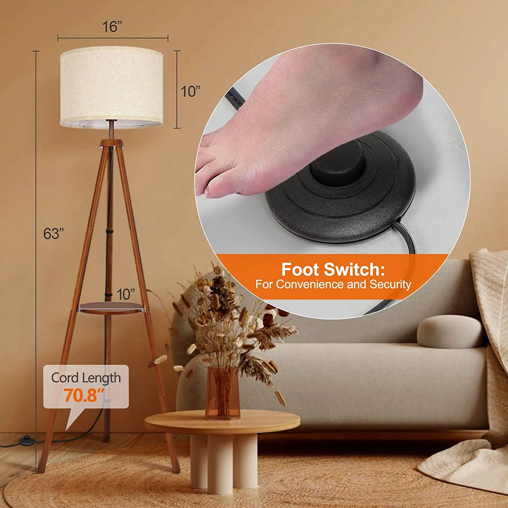 63" Tripod Floor Lamp with Shelves H6607
