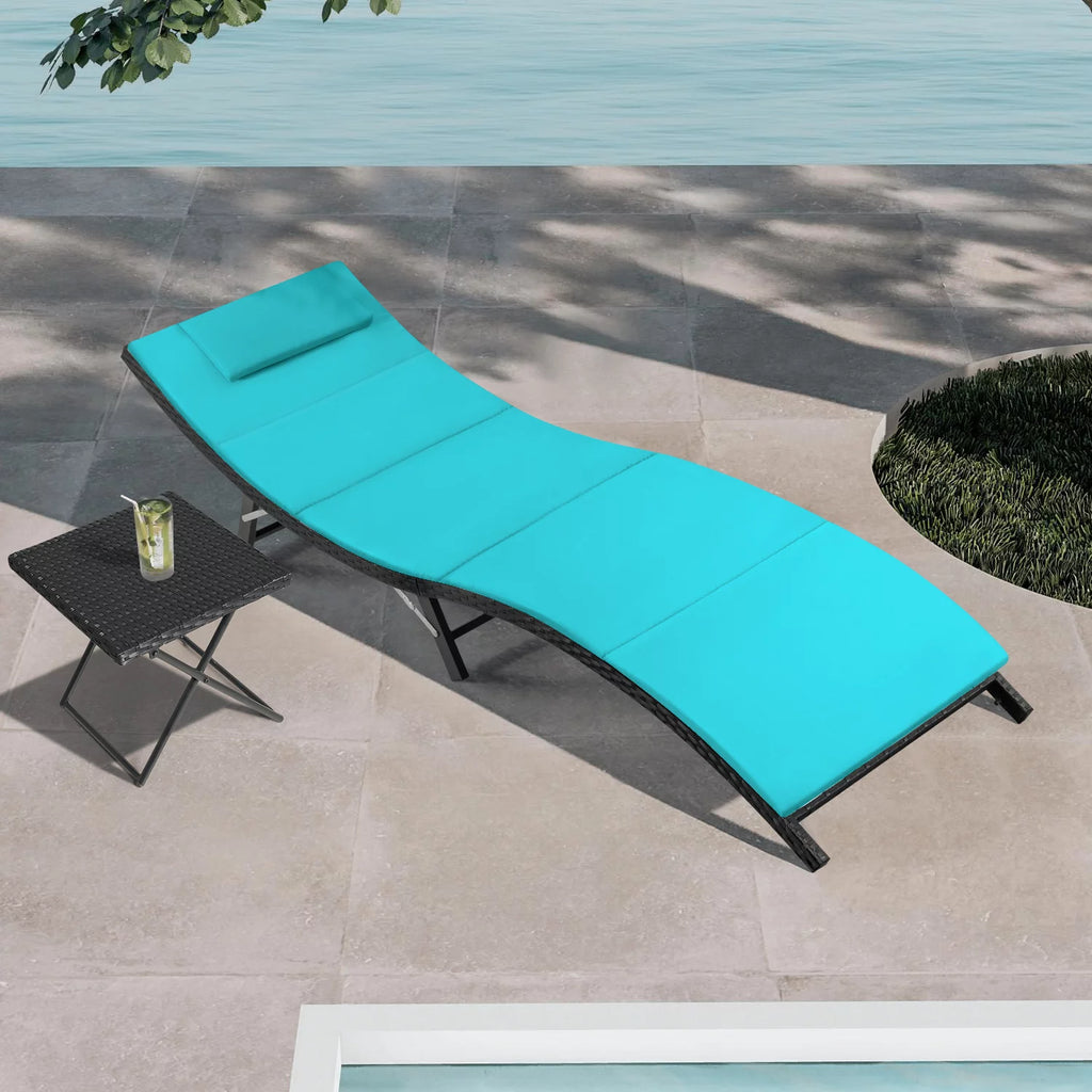 Blue Outdoor Chaise Lounge Chair Set F24232