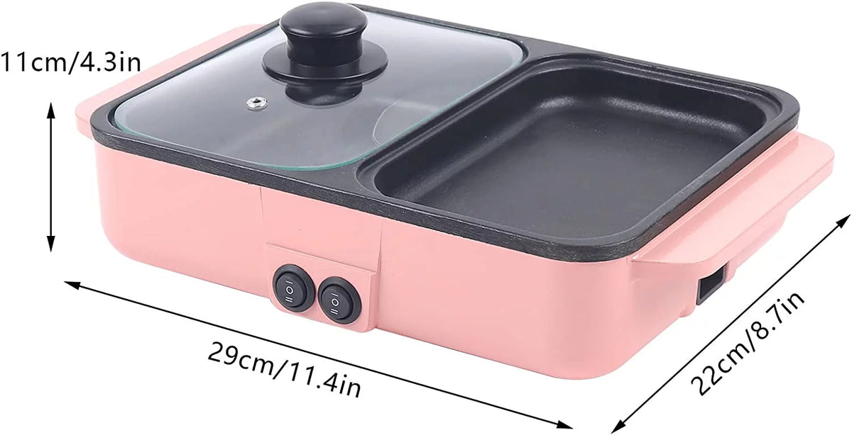 2 in 1 Electric BBQ Grill Pan Hot Pot I8838