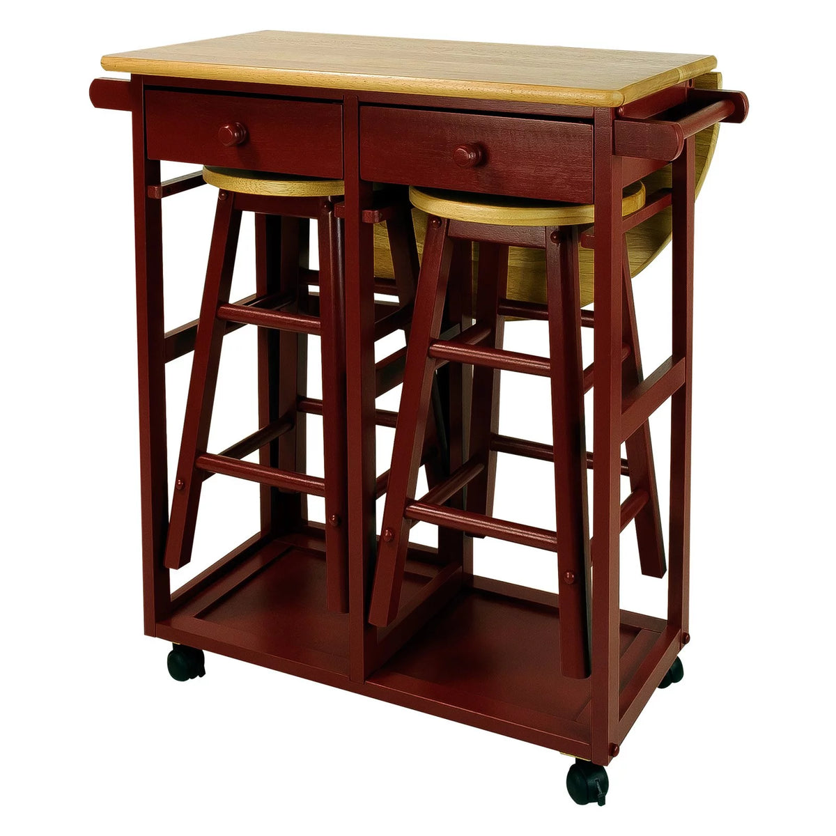 White Kitchen Cart with Drop-Leaf Table Q525