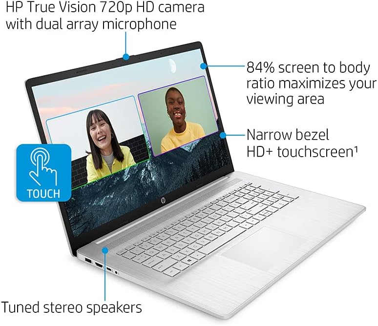 17.3 HD+ Touchscreen Laptop, AMD Ryzen 5-5500U, 16GB RAM, 1TB HDD+512GB SSD, Silver O354