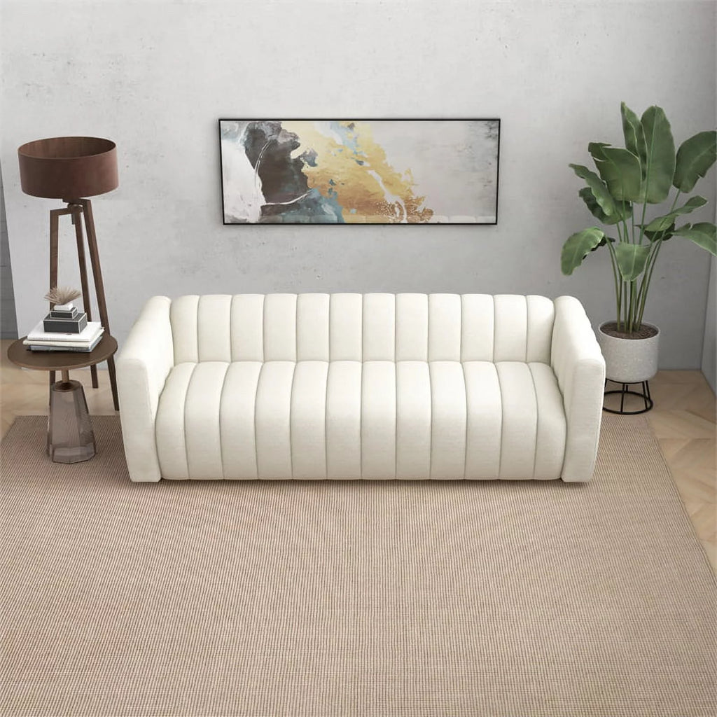 Cream Boucle Fabric Couch Q365026