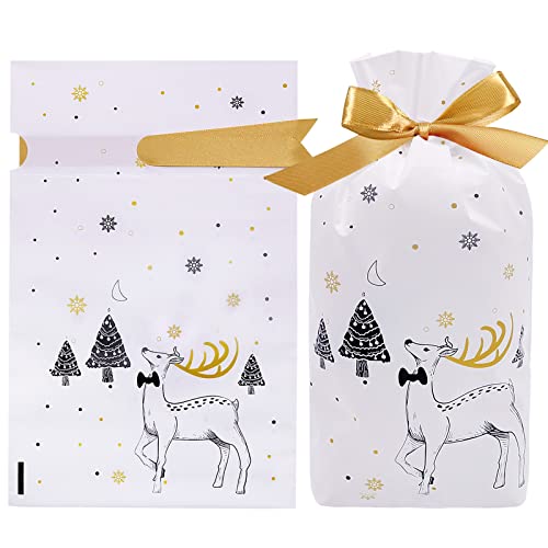 30 Pc Foil Drawstring Christmas Gift Bags Assorted Sizes F83746