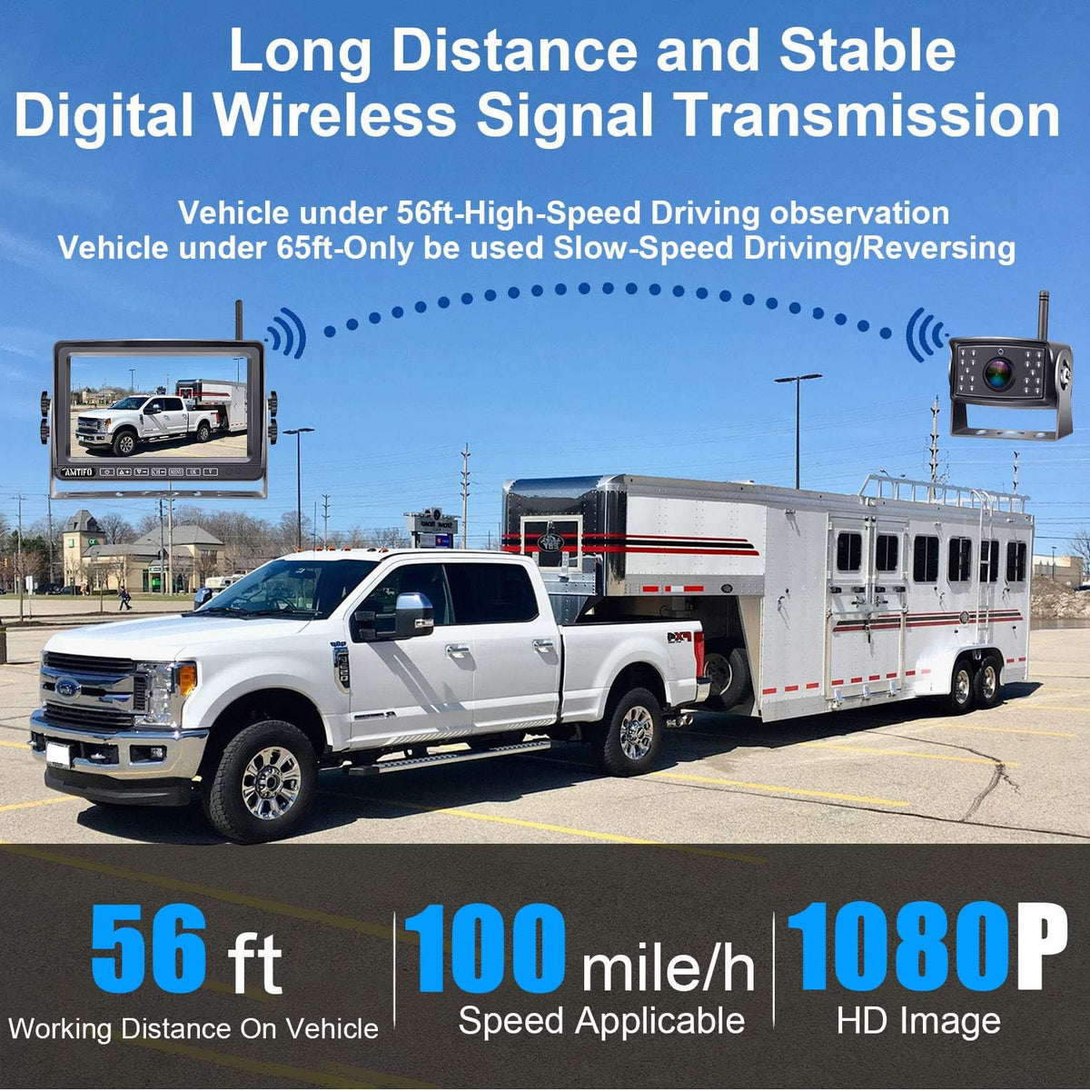 Wireless 7 Inch HD 1080P Backup Camera System with DVR Monitor F40344
