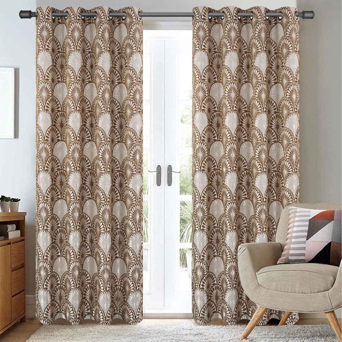 Mocha 54x84 Inches Jacquard Window Panel M843848