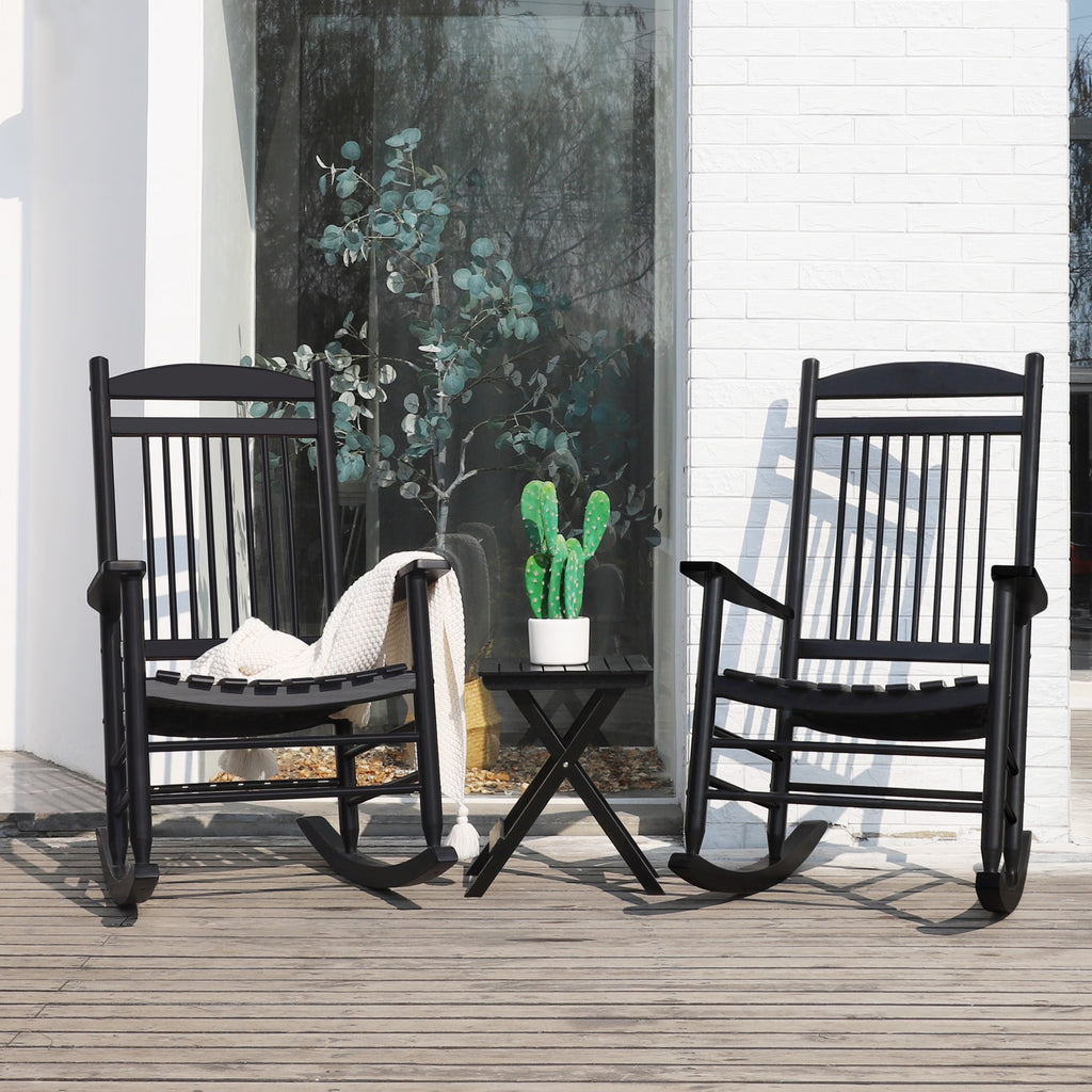 Black Wood Rocking Chair Set of 3 with Foldable Table N23580