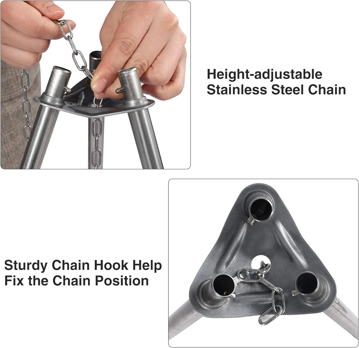 Stainless Steel Campfire Tripod Grill with Grate and Carrying Bag I104
