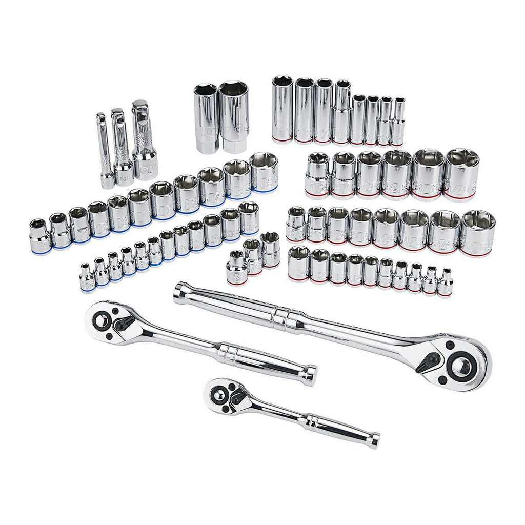 1/4 in., 3/8 in., and 1/2 in. Drive SAE and Metric Socket Set, 66-Piece T9403