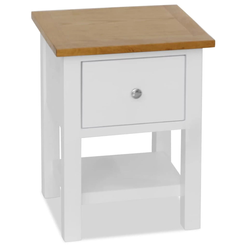 Oak Wood Nightstand with Storage Drawer and Shelf Y83147