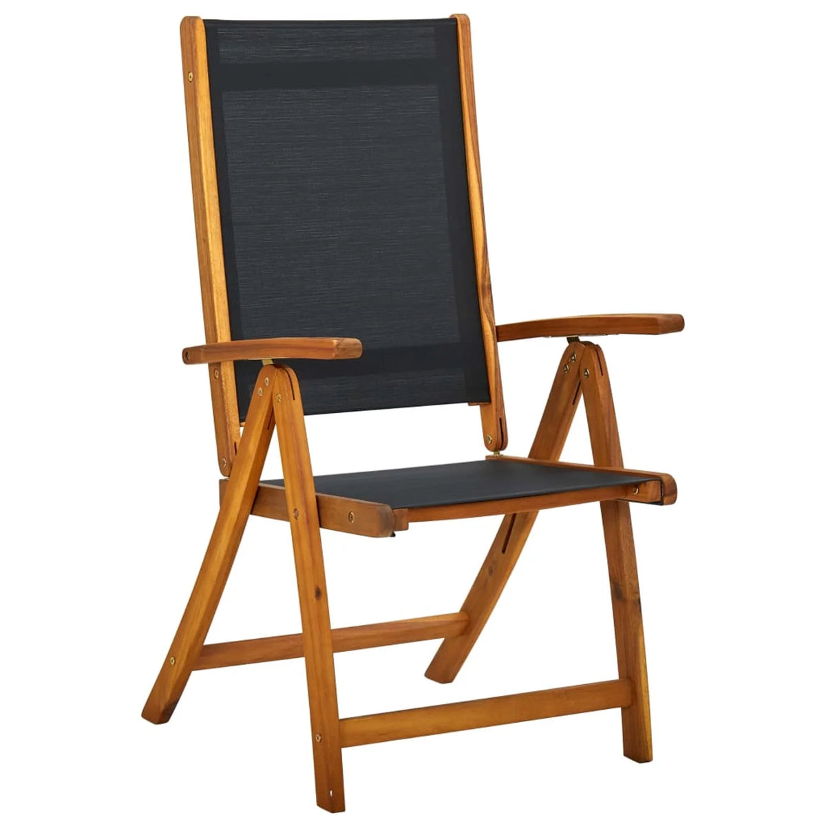 7 Piece Wooden Outdoor Patio Dining Set Folding Table 6 Foldable Adjustable Chairs Y52916