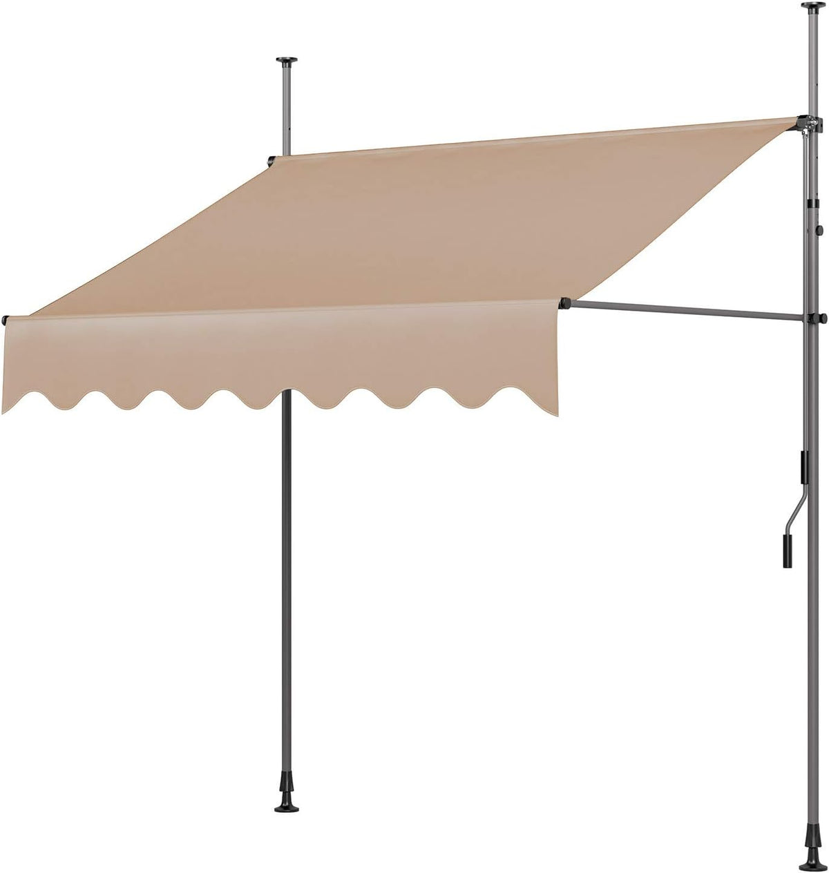 Khaki Retractable Patio Awning with Hand Crank M44077