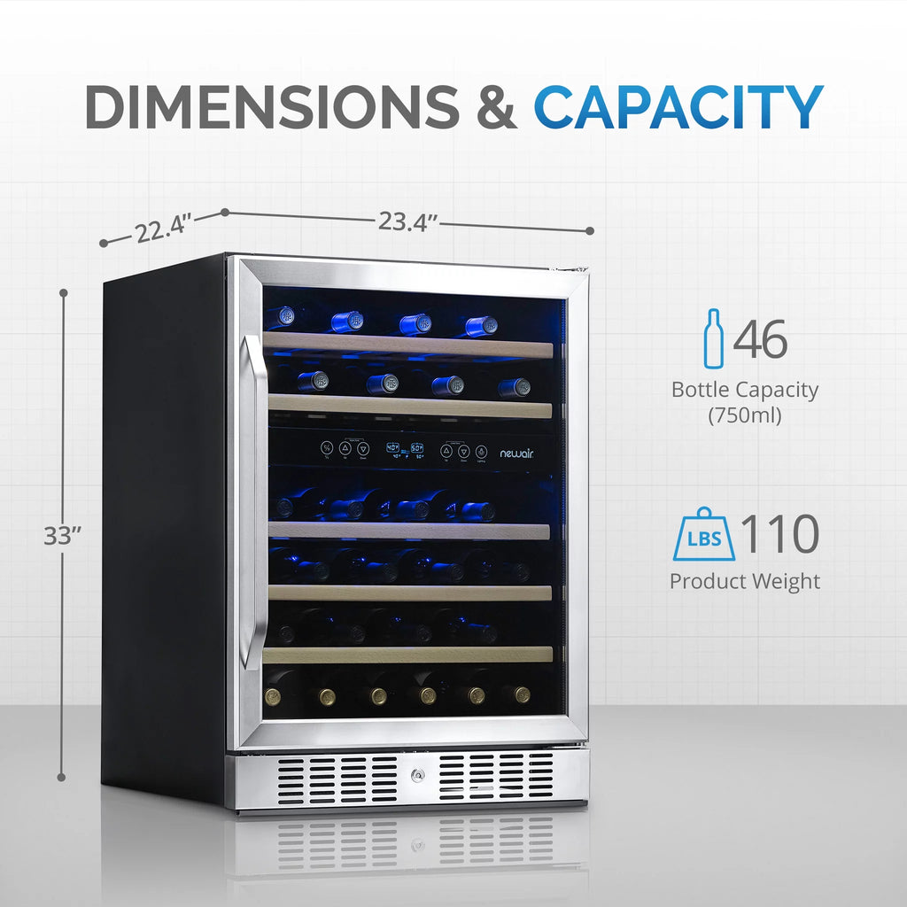 46-Bottle Dual-Zone Stainless Steel Wine Refrigerator U49766