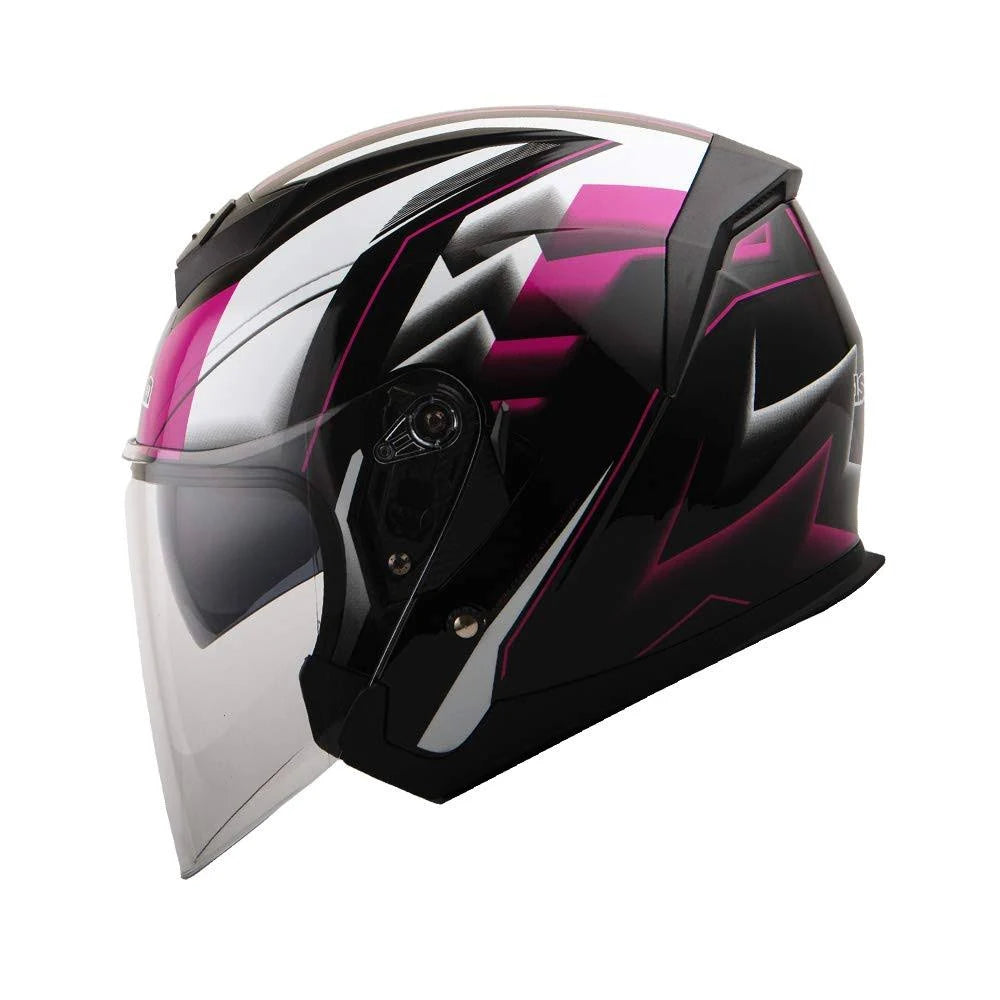Pink Blue Motorcycle Open Face Helmet I86338