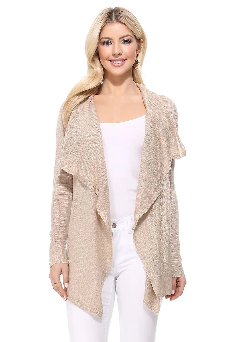 Women's Long Sleeve Sheer Open Front Cardigan Sweater Q176