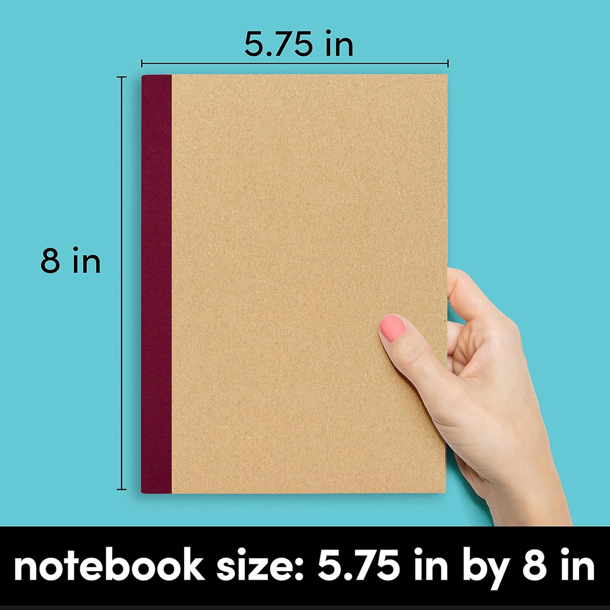 36-Pack Kraft Cover Composition Notebook Journals, 120 Pages, Lined Paper, Small Size (8 in x 5.75 in) U94943