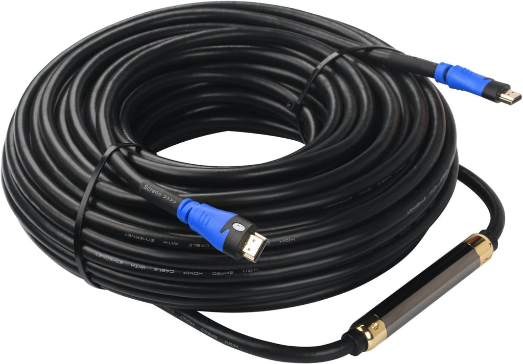 HDMI Cable 100 Feet with Signal Booster, CL3 Rated Black, Pack of 2 R57293