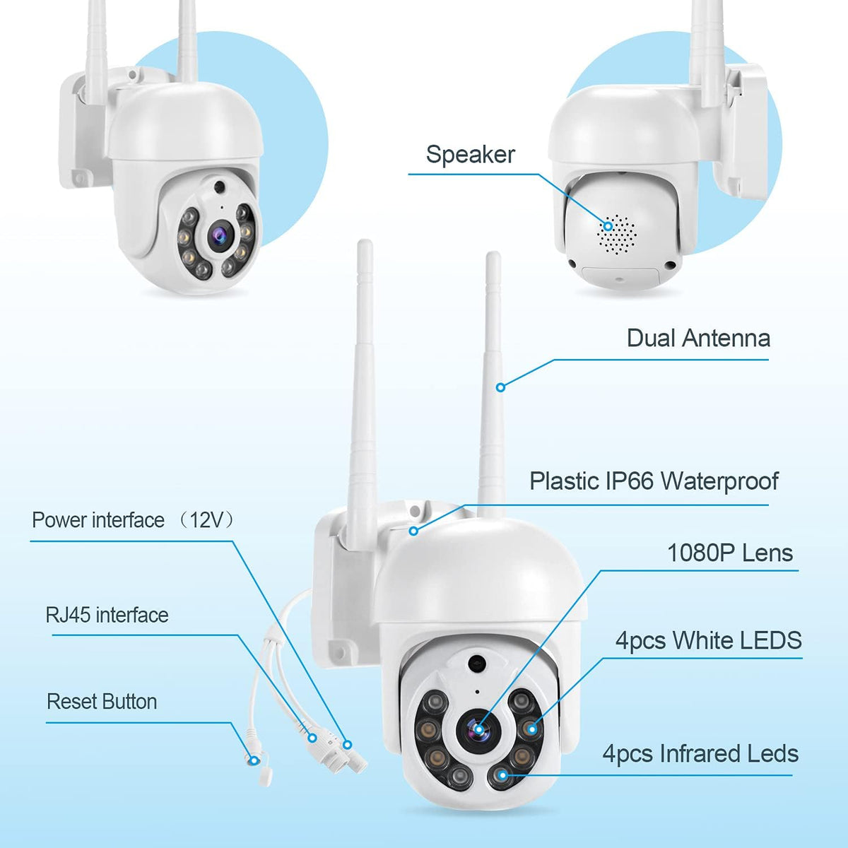 2K Wireless 8CH NVR 4PCS Outdoor WiFi PT Camera with Night Vision Z9646