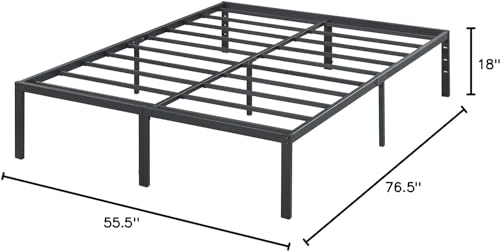 18 Inch Heavy Duty Steel Slat Anti-Slip Platform Bed Frame, Black, Full Size R83029