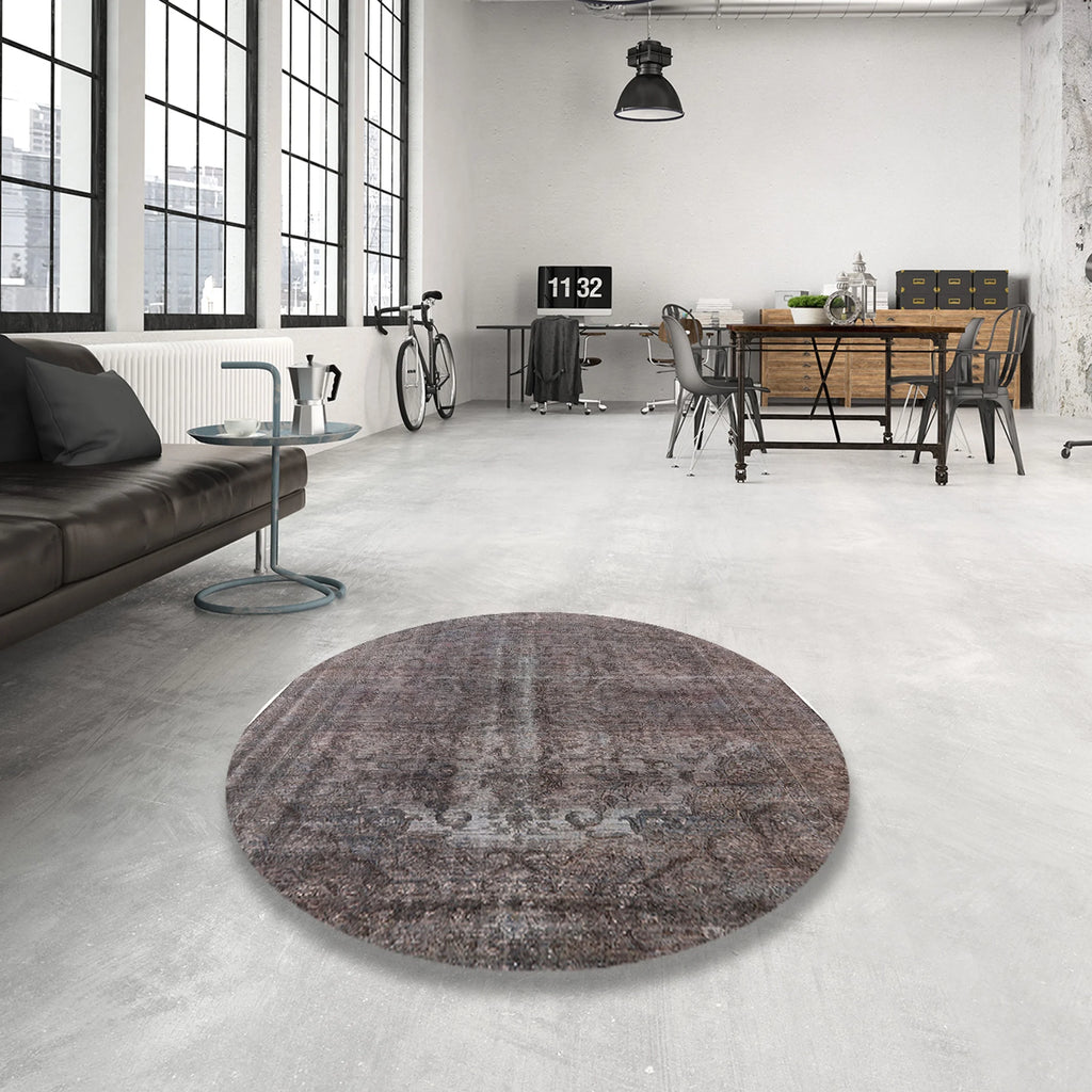 Gunmetal Gray Rectangle Oriental Area Rug R694217