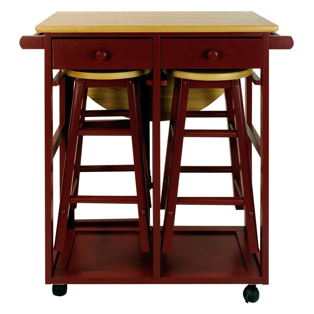 White Kitchen Cart with Drop-Leaf Table Q525