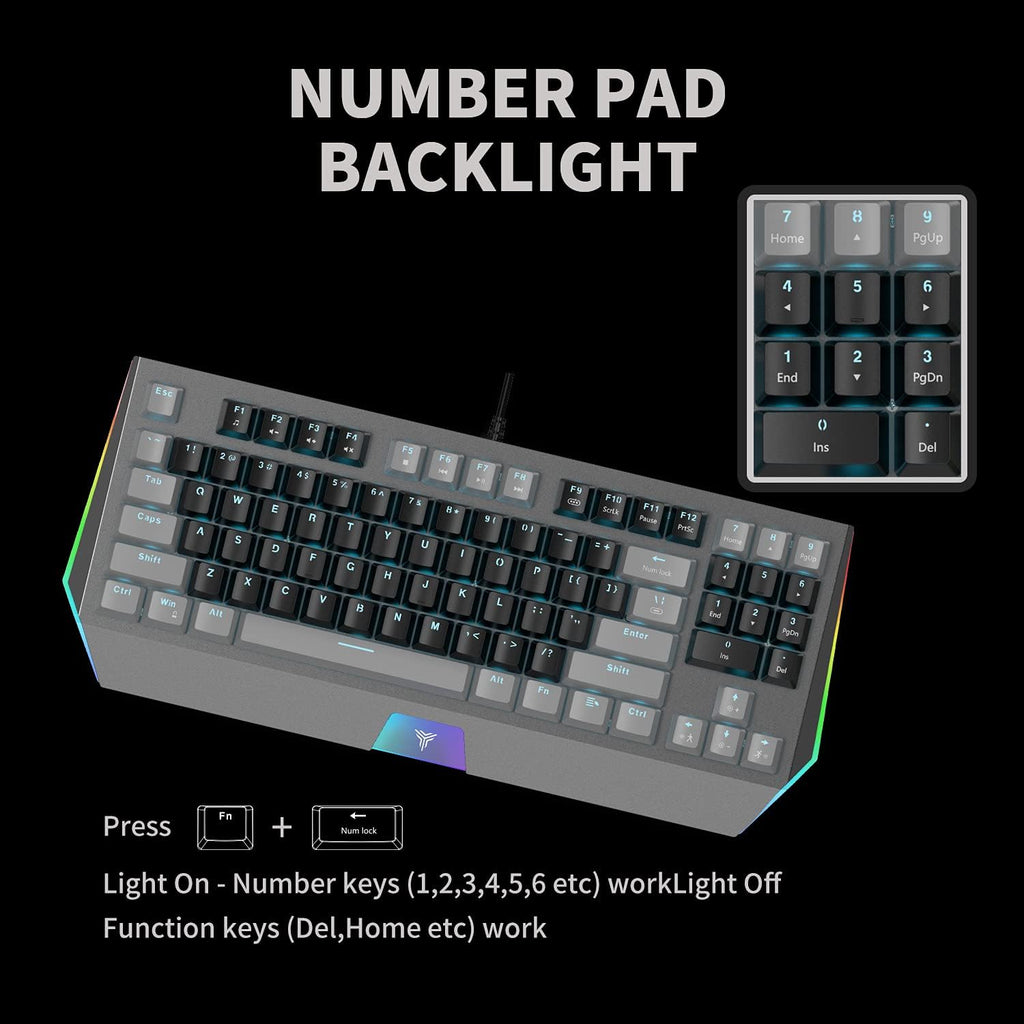 RGB Backlit Ultra-Compact 89 Keys Mechanical Gaming Keyboard with Hot-Swappable Switch A8839