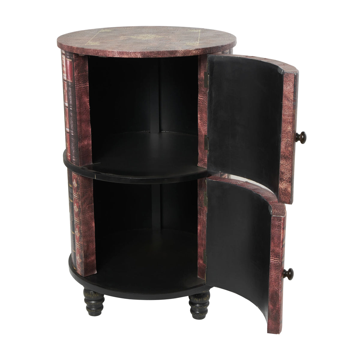 Red Wood Cabinet with Faux Leather Accents L70636