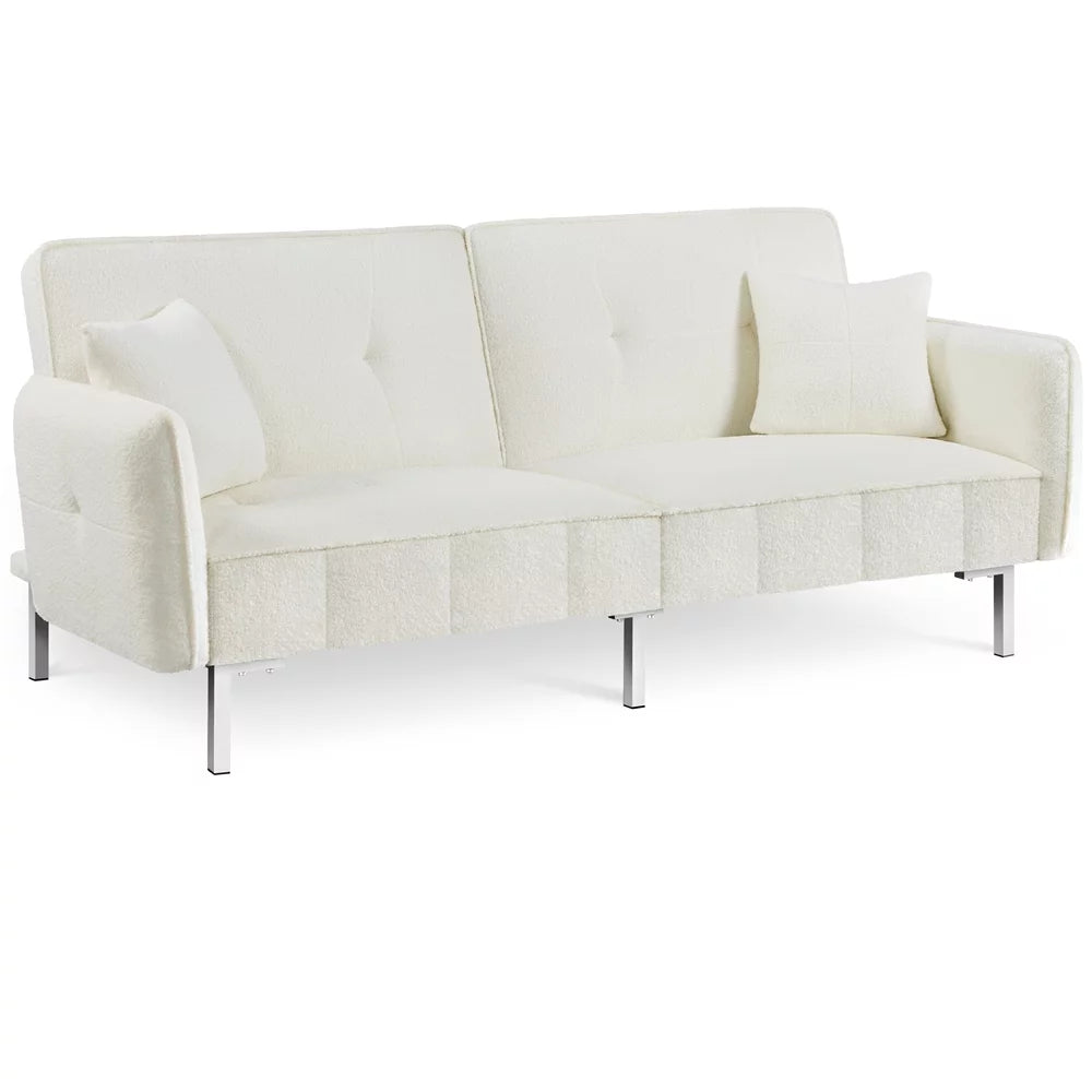 Black Fabric Covered Futon Sofa Bed with Adjustable Backrest E280